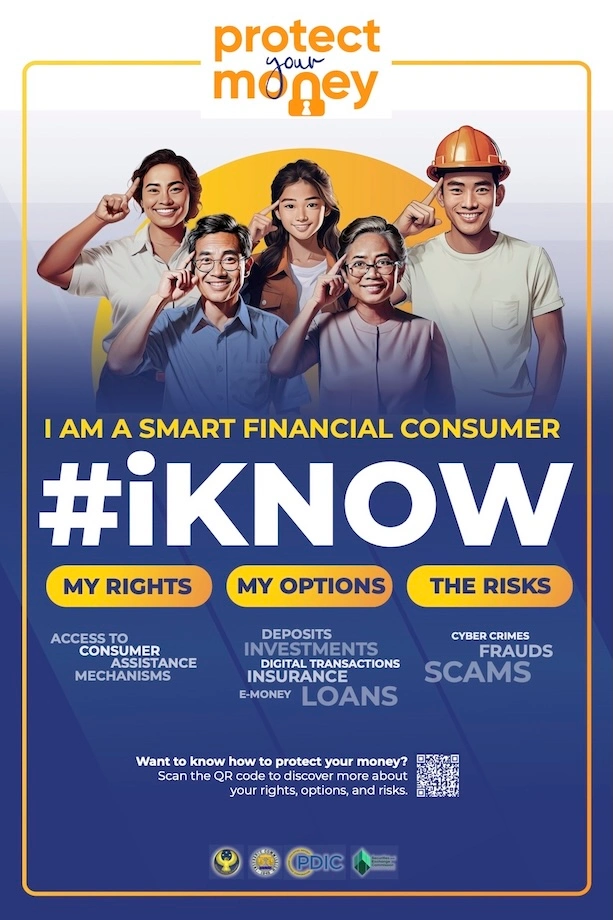 Protect Your Money (PYM) Campaign 2025 poster — I am a smart financial consumer, #iKNOW my rights, my options, and the risks.